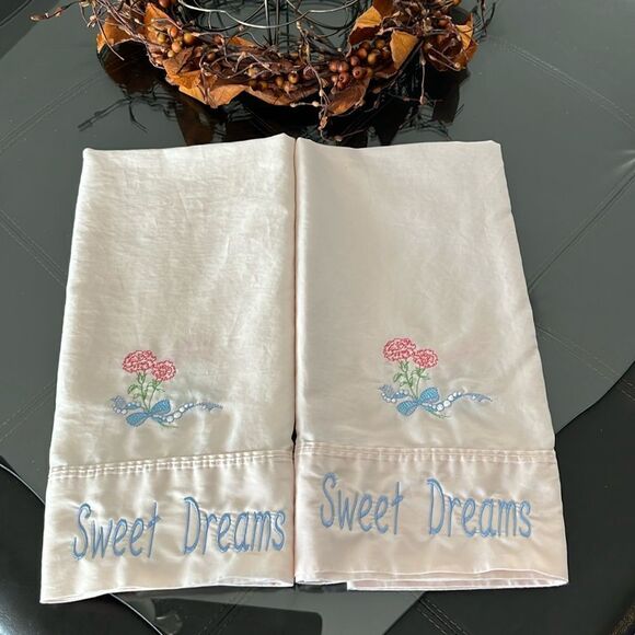 Lauren Ralph Lauren Light Pink Upcycled Cotton Pillowcases Custom Embroidery - Picture 1 of 9